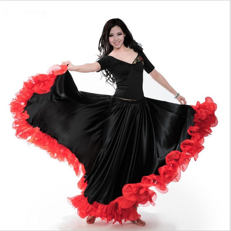 Red Color Flamenco Dance Skirt Gold Coin Spanish Dancing Performance Costume Women Vestido