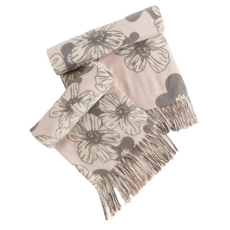 Modă Toamnă Și Iarnă 2024 Temperament Eșarfă Imprimată Pentru Femei, Stil Dulce Japonez Și Coreean Eșarfă Șal Cașmir Imitație
