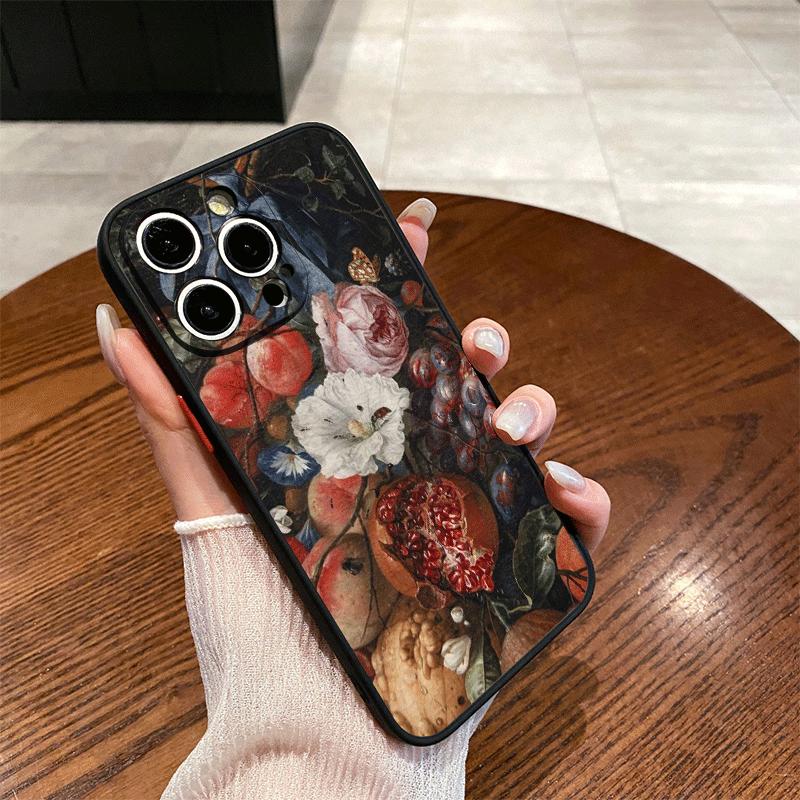 

Retro Pomegranate Art Phone Case for iPhone 17 16 15 14 13 12 11 Series Pro Max Plus Double Layer Protection iphone 16 Plus
