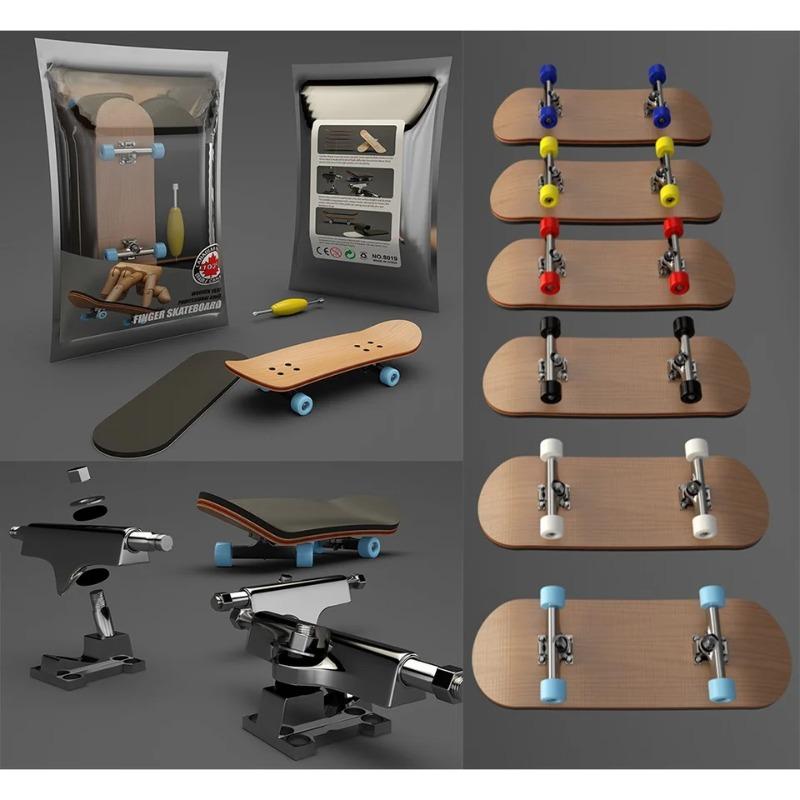 Wooden Finger Skateboard 5-Layer Maple Wood Bearing Alloy Wheels Professional Portable Mini Fingertip Skate Toy for Kids Adults