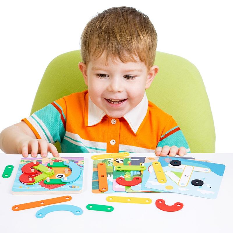 Holzpuzzle-Set Für Kinder Lustige Formen