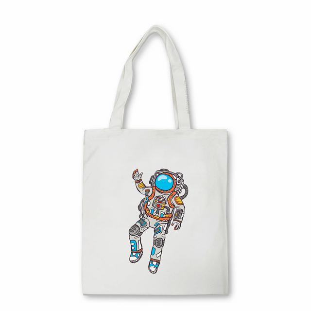 

Холщовая большая сумка с рисунком космоса, большая вместительная многоразовая сумка для покупок, женские пляжные сумки, сумки с принтом смайлика и луны 24*26cm