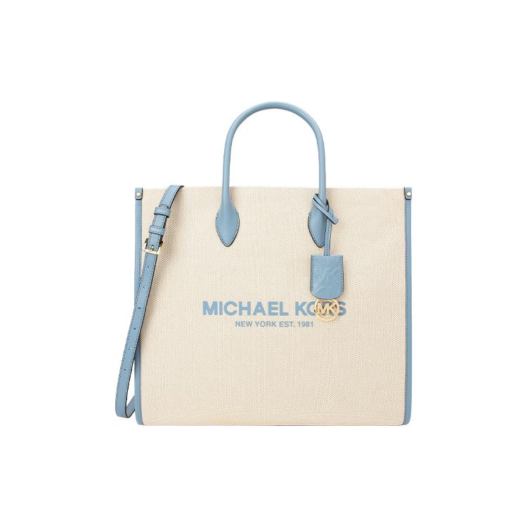 New MICHAEL KORS MICHAEL KORS Luggage Collection Fabric Crossbody Handbag, Shoulder Bag Large Women's Beige & Haze Blue 35S2G7ZT3C-464