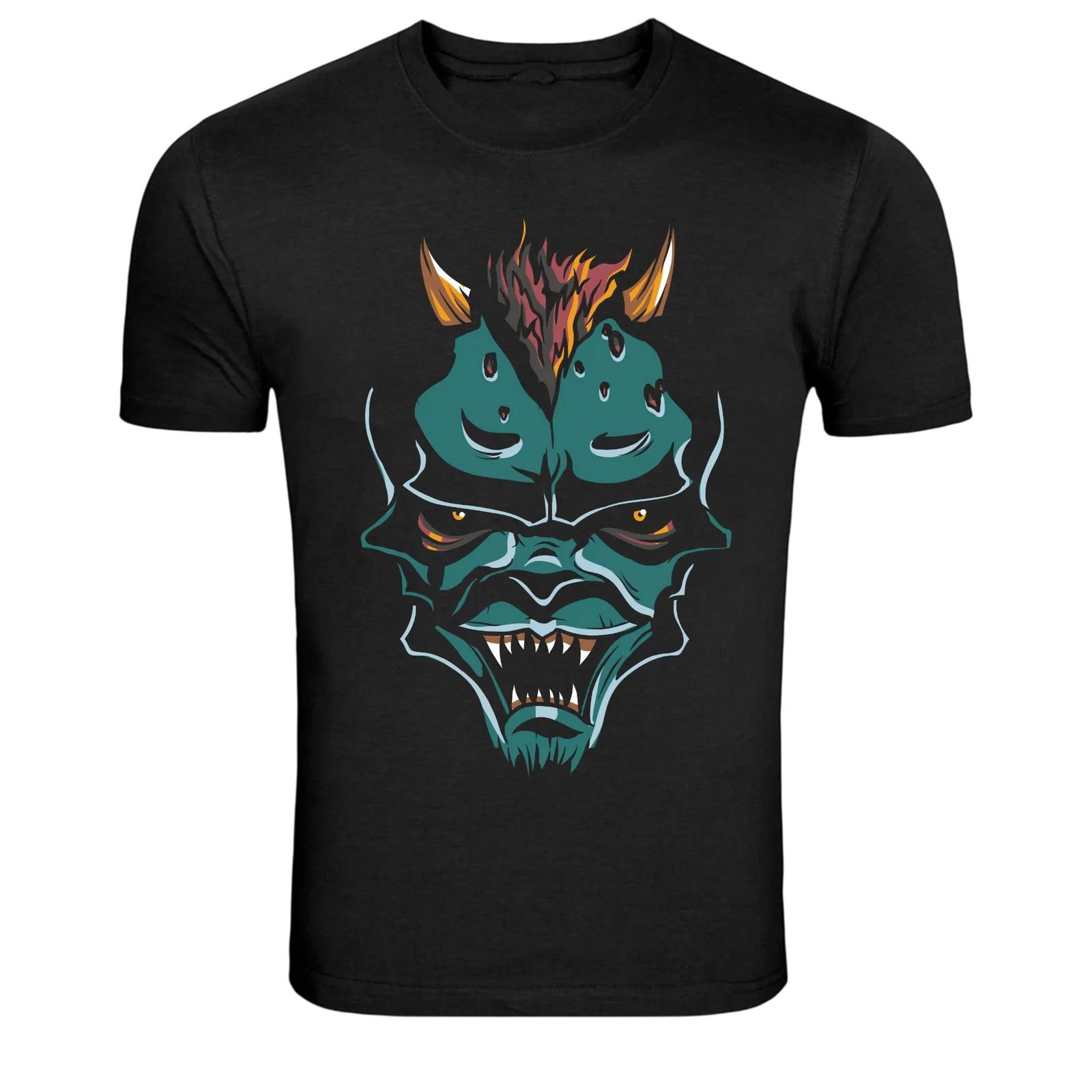 Fierce Demon Monster Head Dark Fantasy Graphic T-Shirt L