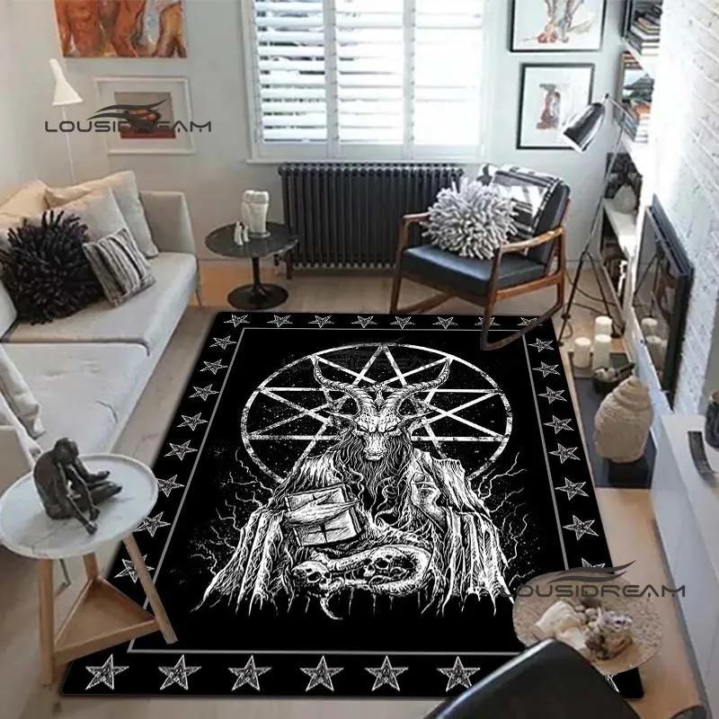Devil Satan Lucifer Sacrifice Carpet and Rug Goat Baphont Rug Living Room Bedroom Area Carpet Study Porch Bedside Non-slip Mat