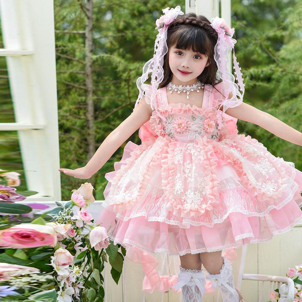 2026 Summer Flower Princess Lolita Dress for Girls - Birthday and Performance Outfit