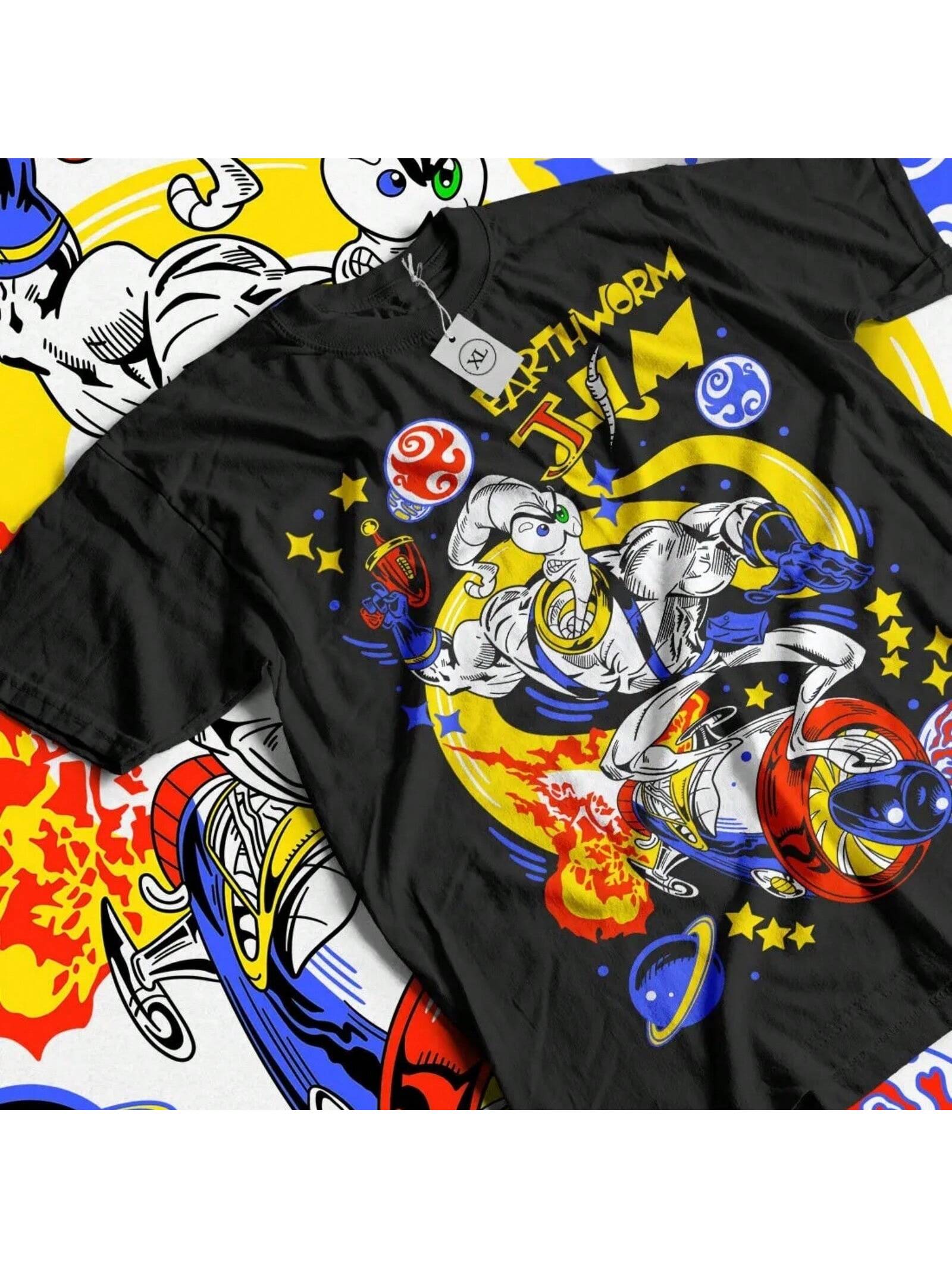Earthworm Jim T-Shirt Heroes Vintage Tee Anime Manga Gifts Shirt All Size S разноцветный
