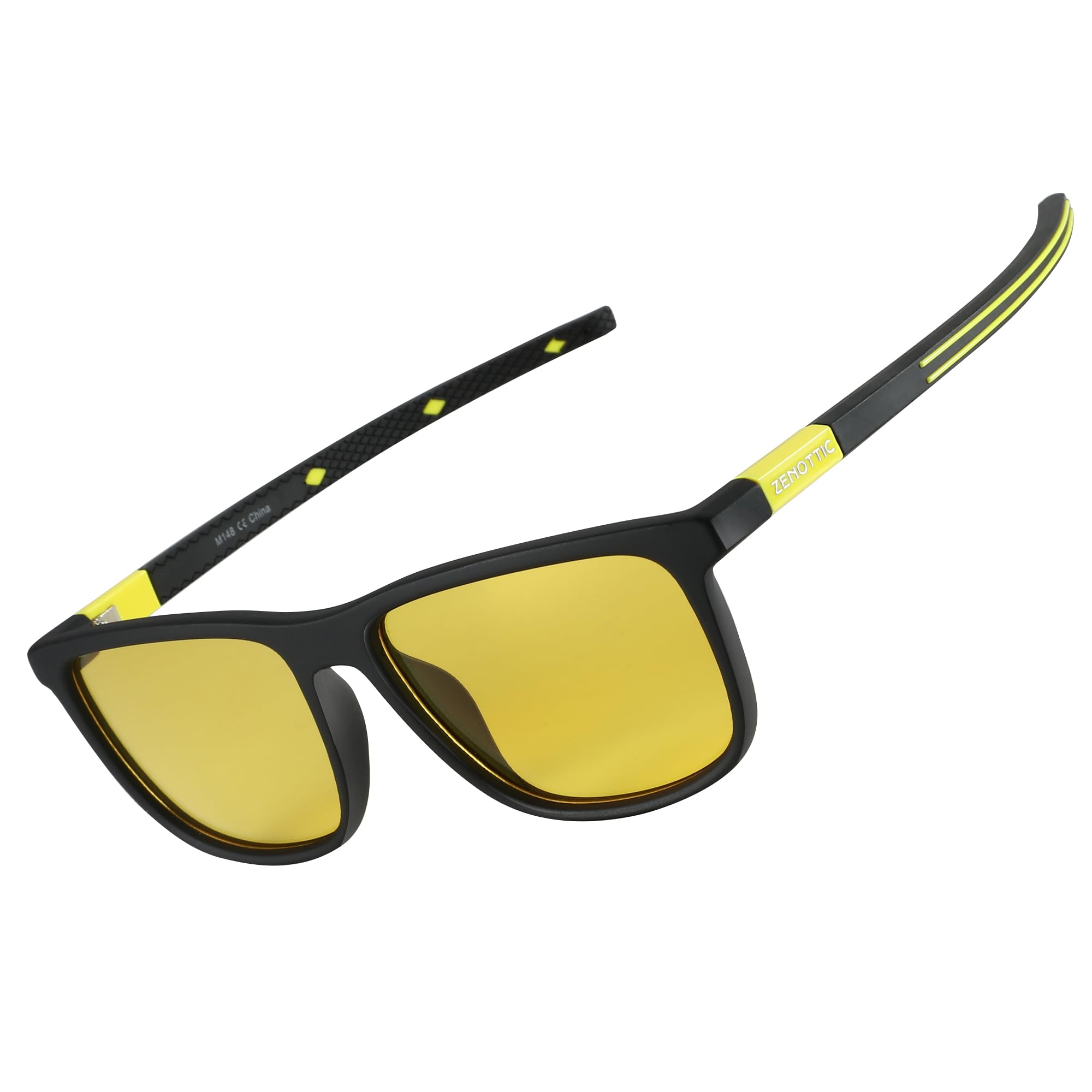 Attractive Glasses Men's Zenottic Square Polarized Night Vision Sunglasses - Lightweight Tr90 Frame Uv Blocking Shade For Driving Fishing Golf Sport