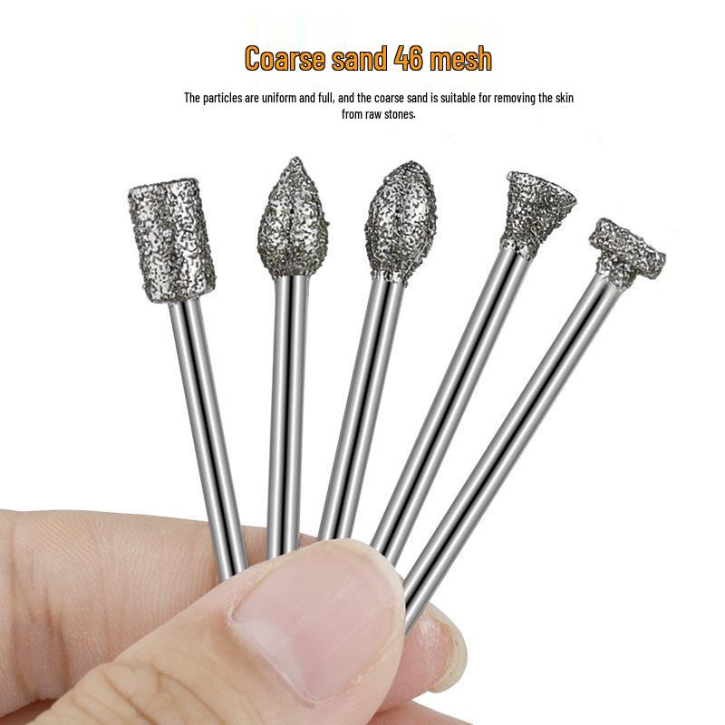Coarse Grit Diamond Grinding Heads, 46 Mesh, 3mm Shank, 20 Pieces for Jade and Emerald Polishing