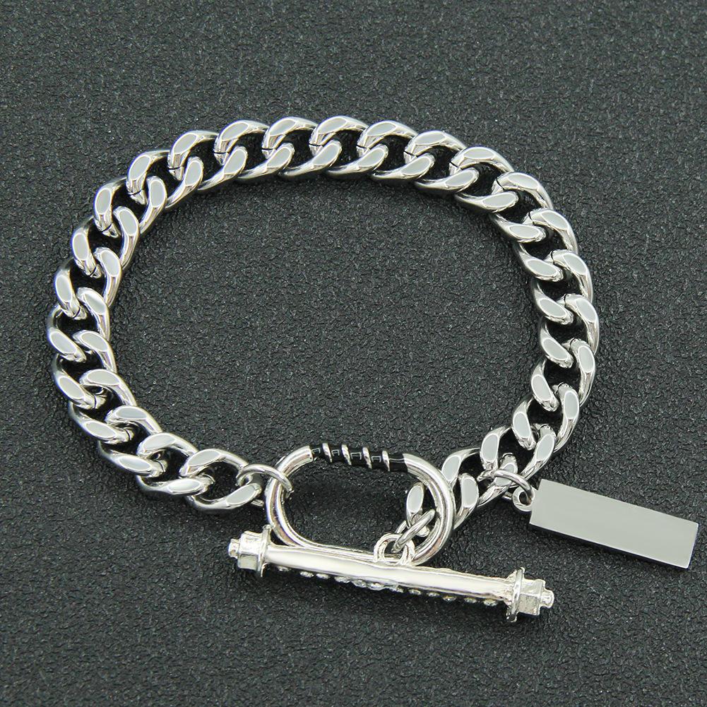 

Личность, гладкая модная цепочка, тренд, маленькая бирка, браслет, слово, цирконовая пряжка, браслет из титановой стали, ювелирные изделия для мужчин и женщин. Resizable