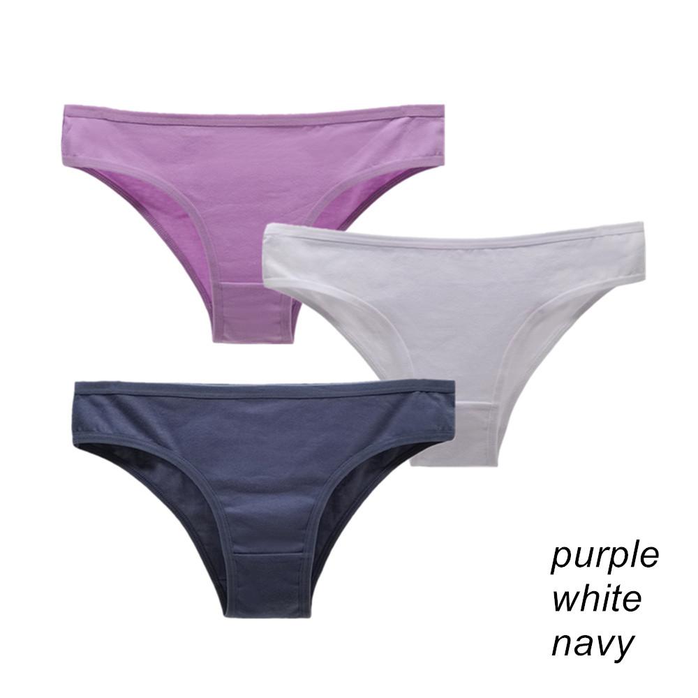 3Pcs/Lot Cotton Panties for Plus Size Women Low Rise Bikini Brief Girls Sexy Lingeries Solid Panty Female Intimate