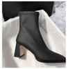 2025 Autumn/Winter Women's French Square-Toe Chunky Heeled Boots: Elegant, Elastic, Skinny, and Fashionable