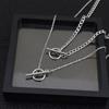 Coole heren- en damesketting van roestvrij staal, dubbellaags gestapelde OT-gesp lange ketting korte nekketting