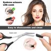 12Pcs Black Eyebrow Trimming Scissors Stainless Steel Tweezers Eyebrow Scraping Eyebrow Comb Razor Eyebrow Clip Makeup Tools Sets