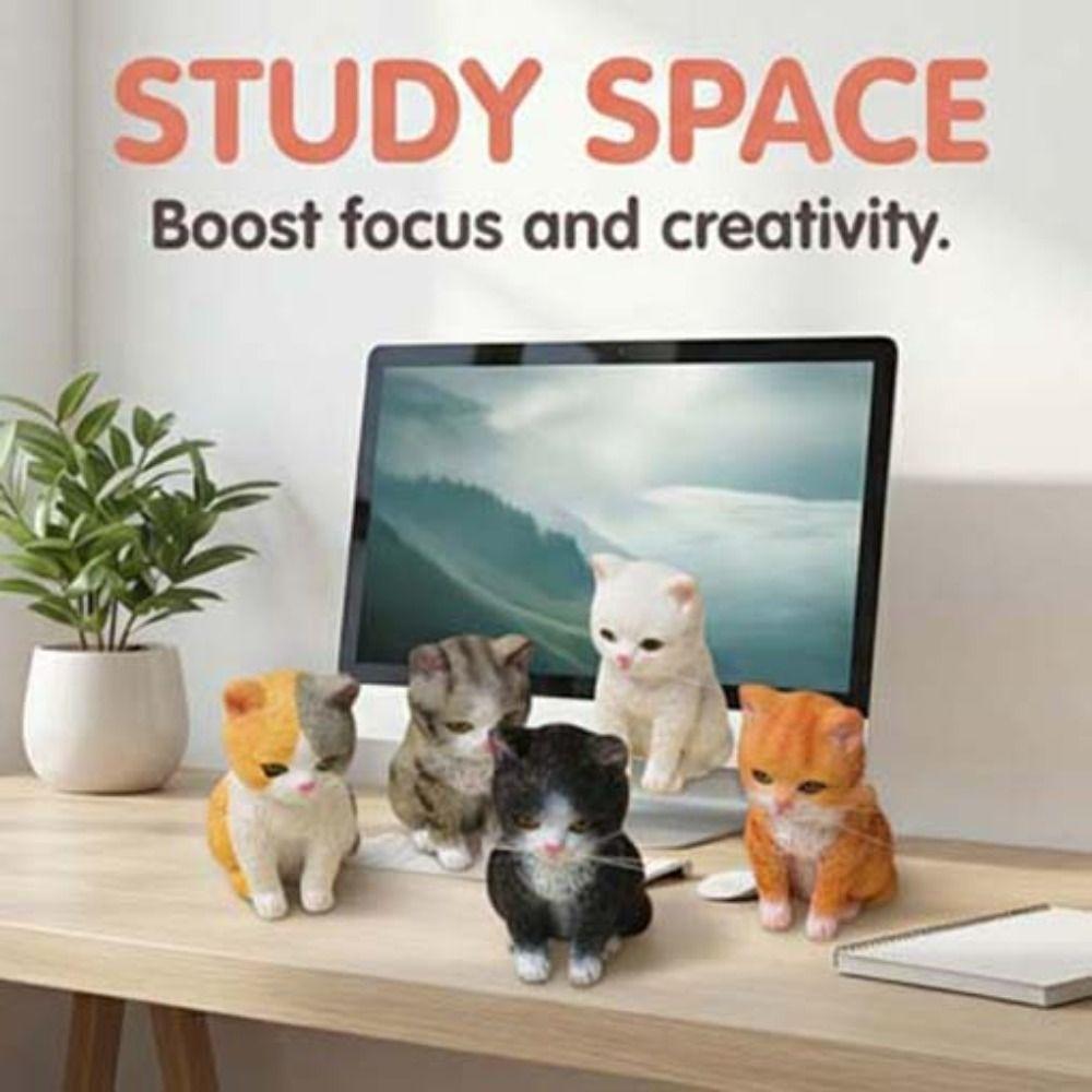 Orange Cat Sitting Cat Pet Model Cartoon Style Cat Decoration Desktop Display