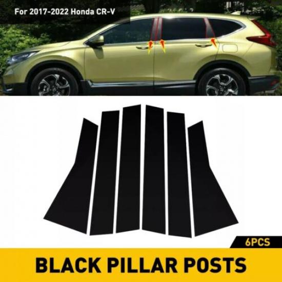 Black Pillar Posts Set Door Trim Piano Cover Kit for Honda Cr-v Crv 2017-22 NEW