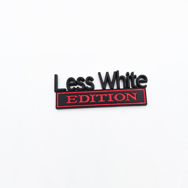 1Pc 3D Metal Less White Edition Logo Car Side Fender Rear Trunk Emblem Badge Sticker Decal