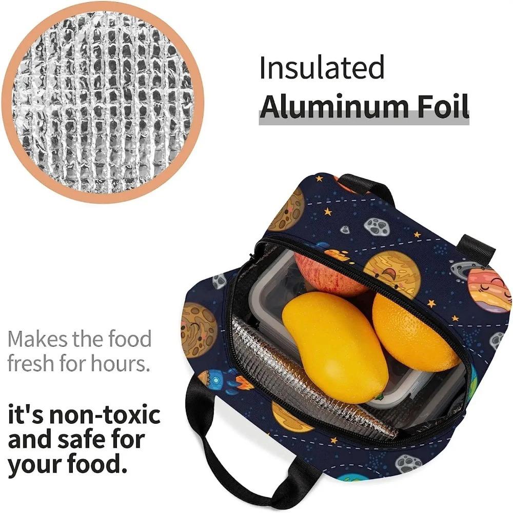 Space Planet Insulated Lunch Bag for Kids Solar System Lunch Box Universe Galaxy Cooler Bag for Boys Girls School Travel Picnic