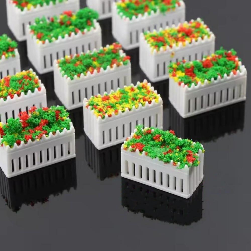 10pcs 1:50 1:75 Scale Simulation Flower Bed Plastic Rectangle Flowerbed Park  Minihouse Accessories