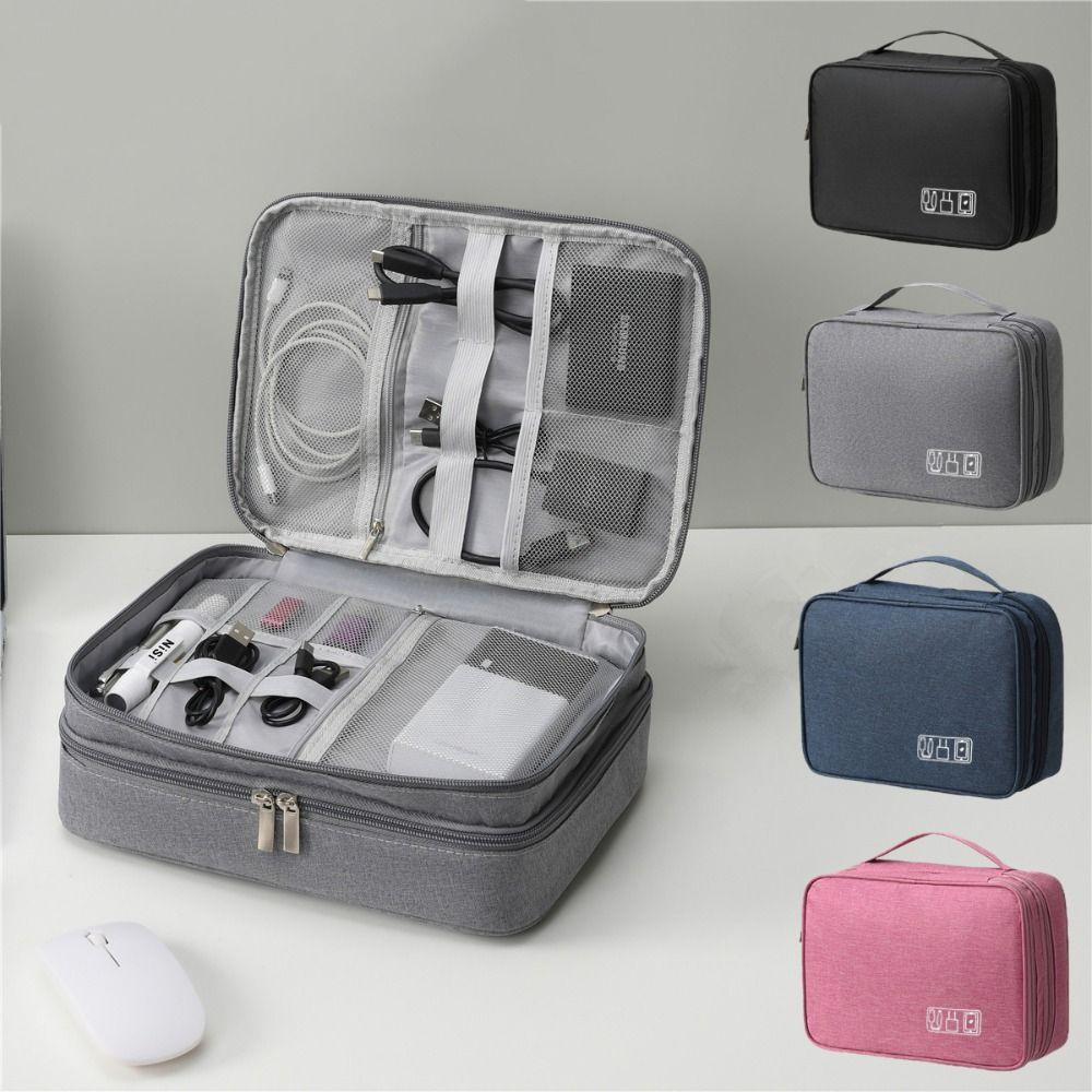 Carrying 3-Layer Cable Storage Bag Waterproof Dustproof Electronic Organizer Large Capacity Digital Storage Pouch