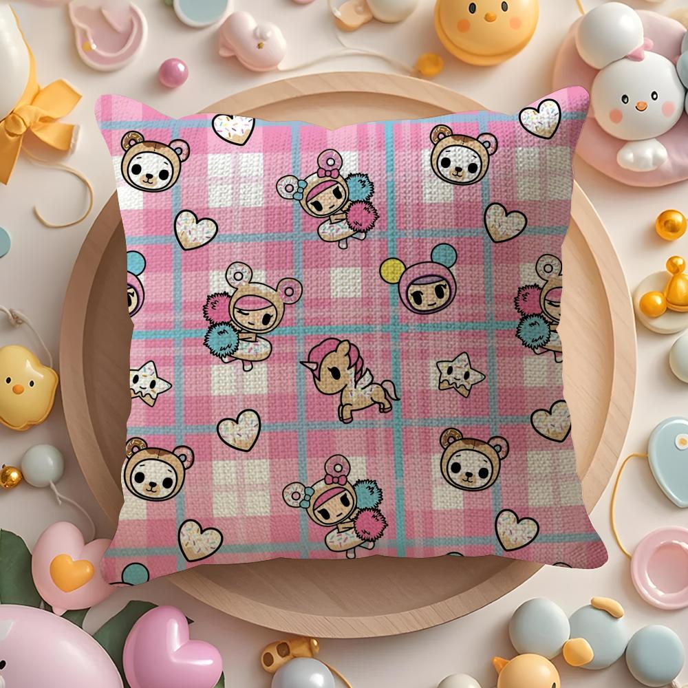 Japan Tokidoki Creative Cushion Cover Linen Organic Fabric Double-Sided Printing Breathable Pillow Case Sofa Home Decor Gift