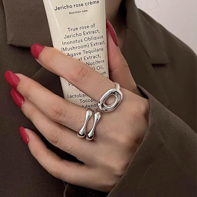 Stainless Steel Simple Hollow Rings for Women Geometric Fashion Smiple Open Handmade Allergy Party Jewelry Gifts New
