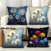 Nordic Dandelion Pattern Double-Sided Printed Pillow Cover Short Plush Suitable Living Room Bedrooms Sofas Throw Cushion Cover