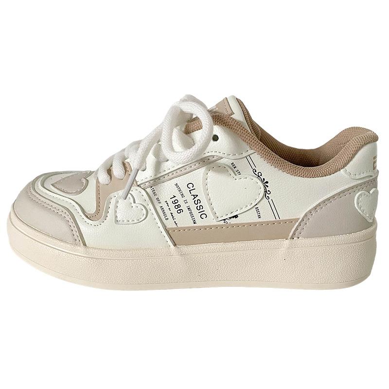 

BE-6830 latex insole/love thick sole niche design little white shoes women s shoes 2025 spring new board shoes 40