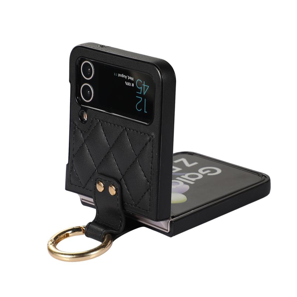Luxury Leather Case for Samsung Galaxy Z Flip 4 Armor Ring Band Phone Case for Samsung Galaxy Z Flip 4 Z 5G Case Shockproof Protective Case