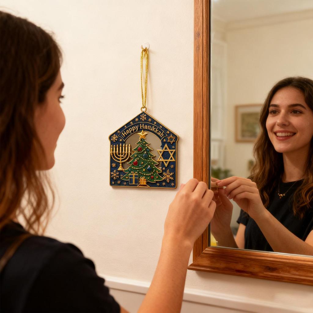 2D Hangable Acrylic Hanukkah Pendant Classic Holiday Christmas Hanukkah Decoration For Windowsill Door Wall Living
