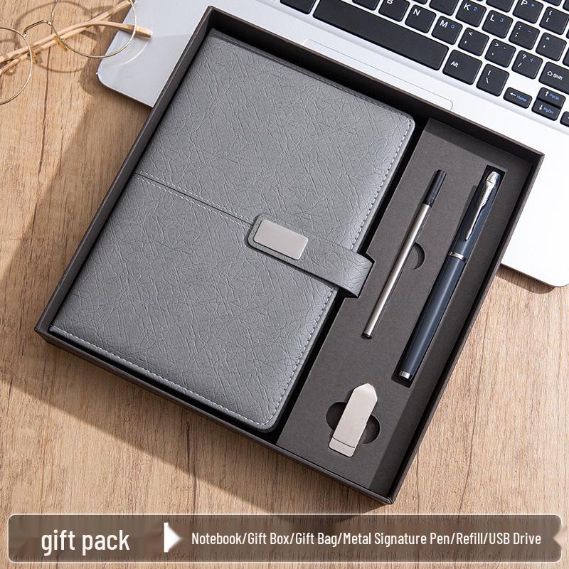 High-End A5 Business Notebook Gift Set: Customizable Logo, Thick Notepad for Meetings and Learning