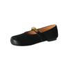 Fashion Women's new leather cow suede metal accessory belt buckle round toe low heel Mary Jane shoes fashionable casual single shoes