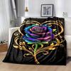 1pc Rose Printing Lightweight Flannel Blanket, Comfortable and Warm Blanket, for Camping Sofa Bed and Couch Office, Suitable for Gift Blanket