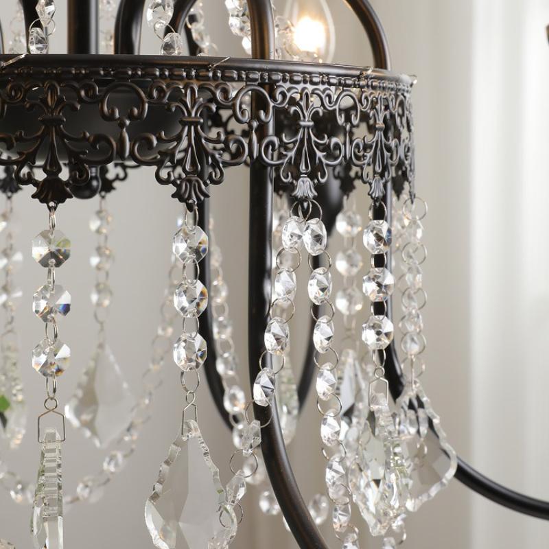 Retro Pendant Light, Black High-end Crystal Living Room Light, Dining Bar Counter, Bedroom, Study Light