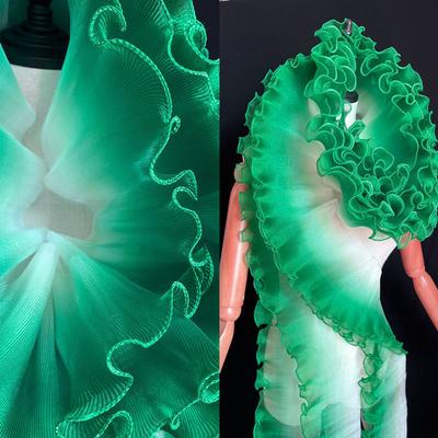 5 Yards Gradient Lotus Leaf Organza Pleated Designer Fabric Ruffled Lace Trim For Skirts Wedding  DIY Sewing Patchwork Crafts