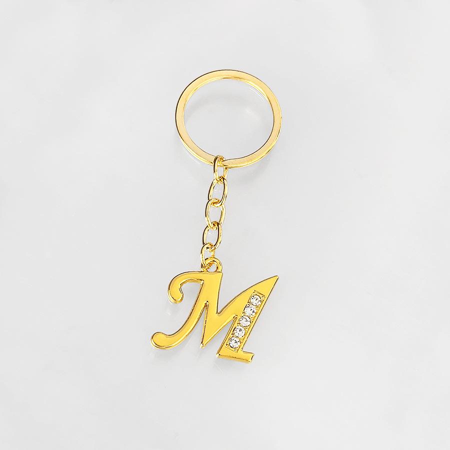 Creative Rhinestone Initials Metal Keychain – Korean Style Car Keyring Party Gift.
