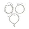 SHIXIN 3Pcs/Set Vintage Irregular CCB Beaded Chain Bracelet Woman 2026 MultiLayer Heart Pendant Bangles Daily Party Jewelry Gift