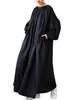 Antiqua Long Sleeve Solid Free Size Black Women's Dress, PO-00168, 05,