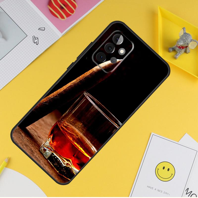 

Чехол для телефона с изображением сигары и виски для Samsung Galaxy A53 A33 A13 A12 A32 A52 A14 A34 A54 A15 A25 A35 A55 A71 A51 Samsung A21S
