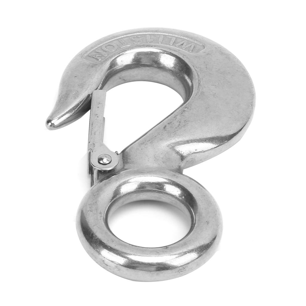 2pcs 1.5 Tons Eye Slip Hook with Safety Latch Stainless Steel Marine Lifting Eye Hoist Hook