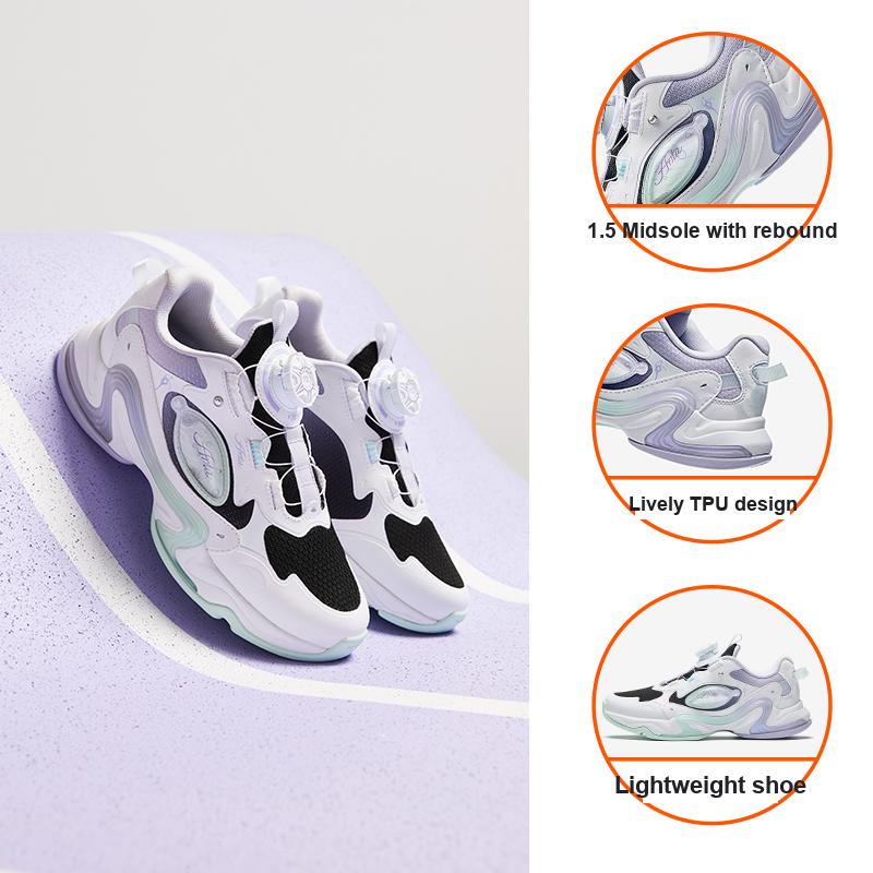Anta Kids Fabric Comfortable Versatile Running Shoes Men Sneakers White Black 322445512-3
