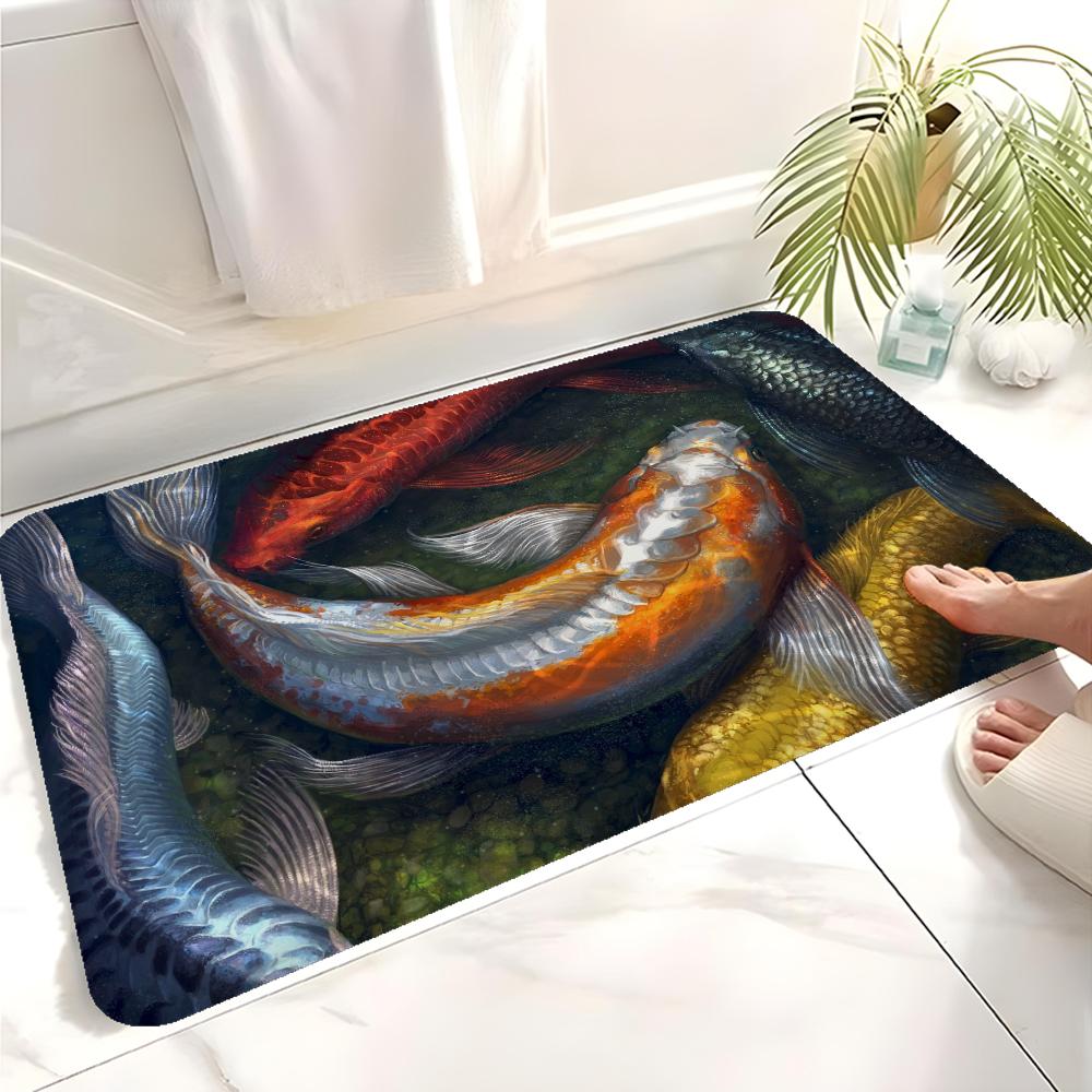 Japanese Koi Fish Door Mat Washable Non-Slip Living Room Sofa Chairs Area Mat Kitchen Bedside Area Rugs