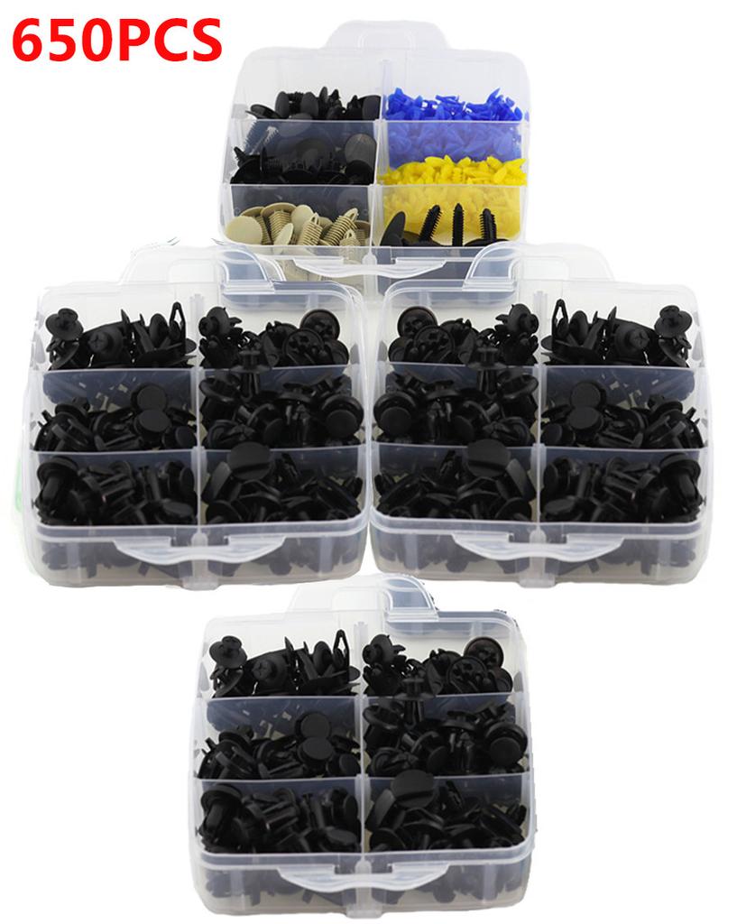650 Pcs Boxed Four Layer Car Fastener Clip Retainer Rivet + 6Pcs Mixed Tool Kit