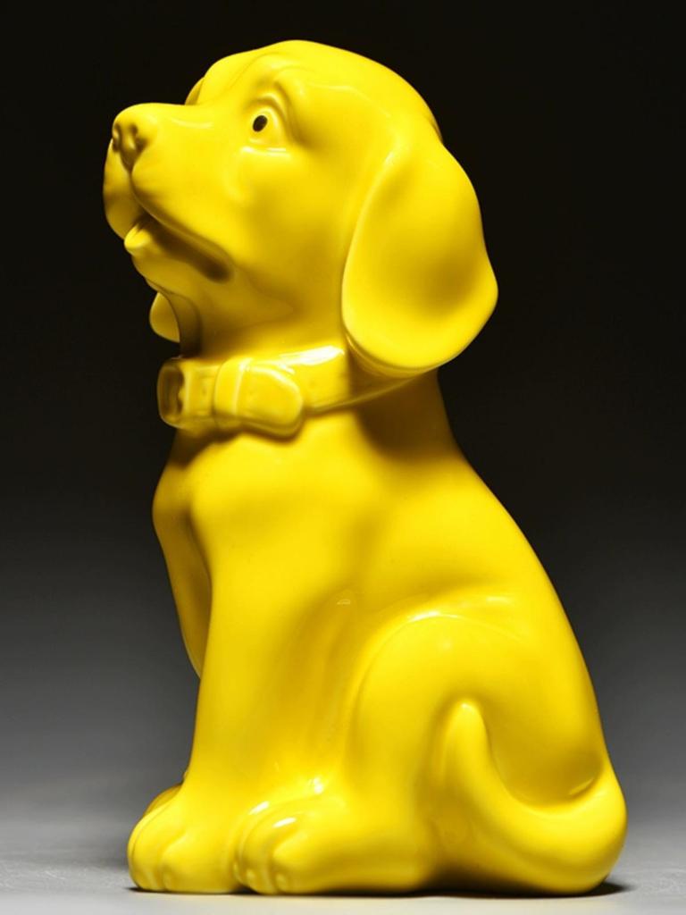 Yellow Ceramic Puppy Figurine - Cute Zodiac Decor for Home 