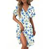 Women's Casual Fashion Dress Vintage Floral Floral Short Sleeve V-neck Dress