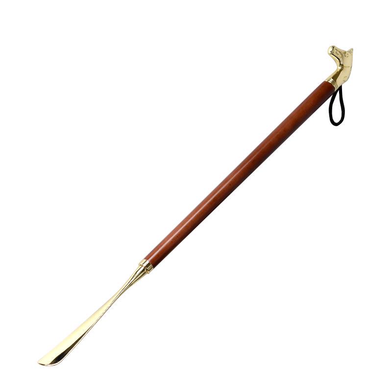 Metal Alloy Lion & Horse Head Zodiac Solid Wood Long Shoehorn