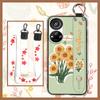 Anti-dust Wristband Phone Case For ZTE Blade V40S/Axon40 SE Flower Durable Fashion Design Ring Back Cover Silicone