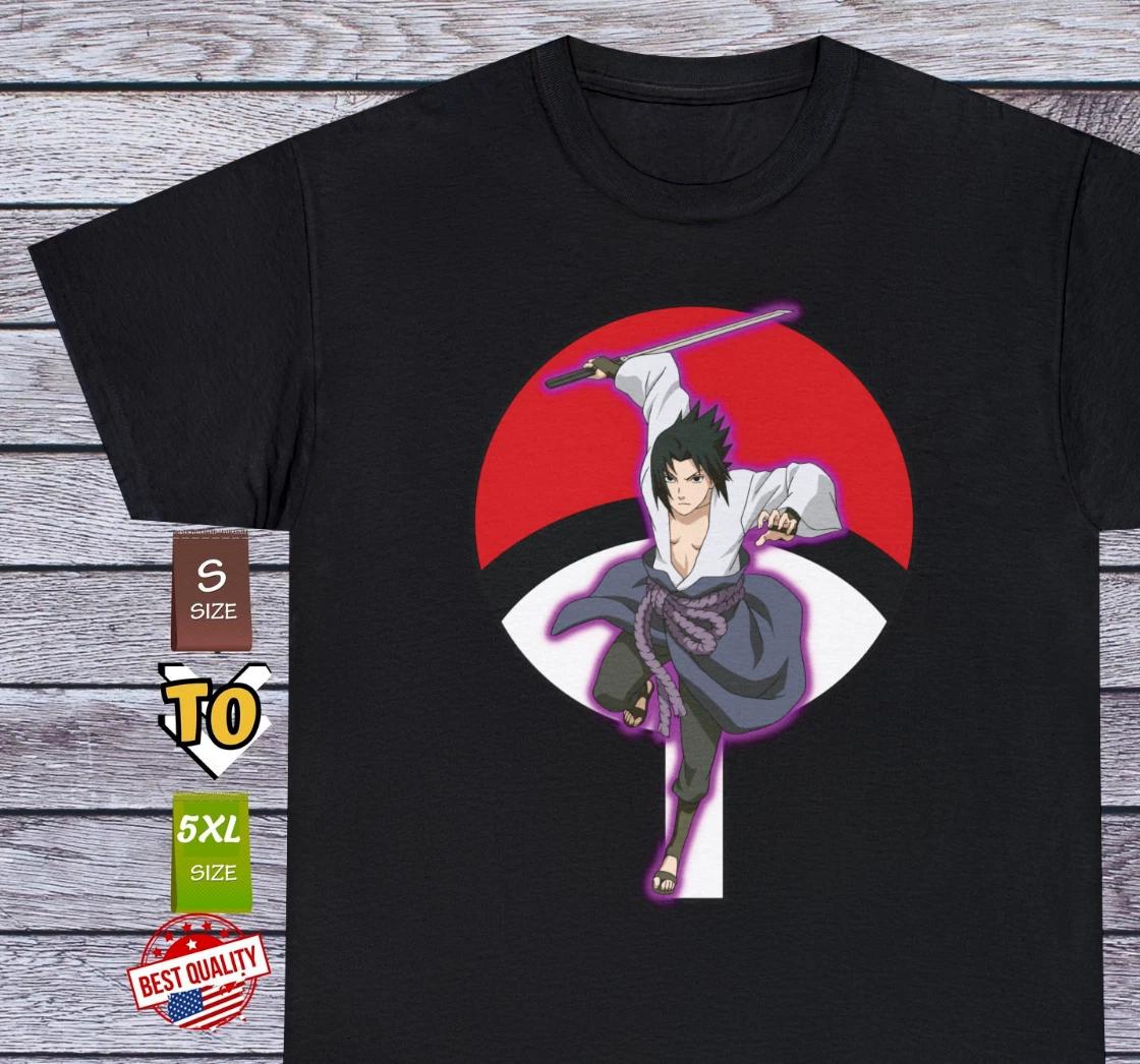 Sasuke Uchiha T Shirt Naruto Shippuden Tee 90s Anime Clothing Manga Japanese L