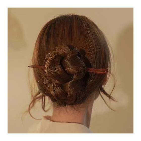LALAFINA 4-Piece Wooden Hair Sticks, 6.7 Inch, Japanese Style Hair Accessories for Women, Yukata, Kimono, Hair Ornaments, Gift Idea, Natural Wood,