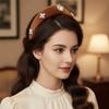 Baroque Velvet Triangle Headband Elegant Rhinestone Pearls Hairband Retro Crown Hair Hoop Party